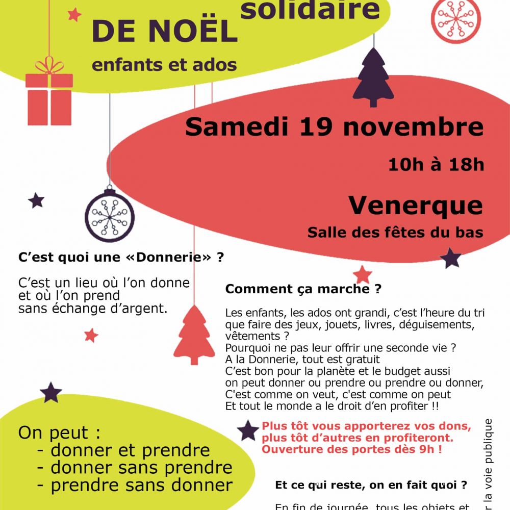VENERQUE : Donnerie solidaire de Noël samedi 19 novembre